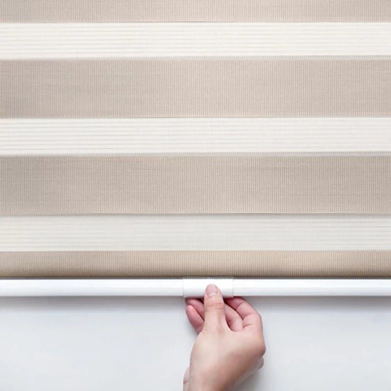 ডাবল উইন্ডো কর্ডলেস কার্টেন ব্লাইন্ডস জেব্রা রোলার শেডস টু লেয়ার এন্টি ইউভি