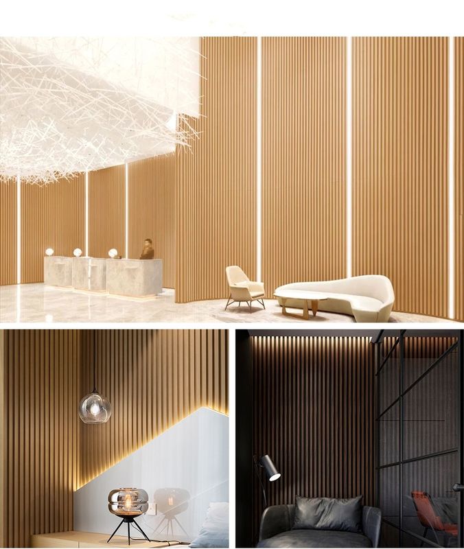 অভ্যন্তরীণ আলংকারিক দেওয়াল বোর্ড সিলিং প্যানেল পিভিসি লেপা বাঁশ ফাইবার আর্ট Louver ব্যাকগ্রাউন্ড প্যানেল WPC ফ্লুটেড স্ল্যাট প্যানেল