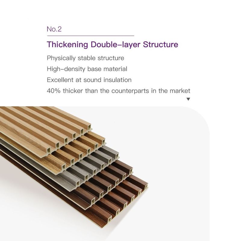 হোটেল আবাসিক ডাব্লুপিসি কাঠের অভ্যন্তরীণ প্রসাধন গ্রেট ওয়াল প্যানেল ডেকোরেটিভ ডাব্লুপিসি ফ্লুটেড ওয়াল প্যানেল