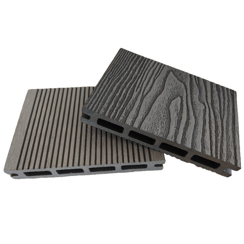বহিরঙ্গন কাঠ প্লাস্টিক কম্পোজিট ডেকিং কাঠের মেঝে 3 ডি এমবসড WPC মেঝে কম্পোজিট ডেক