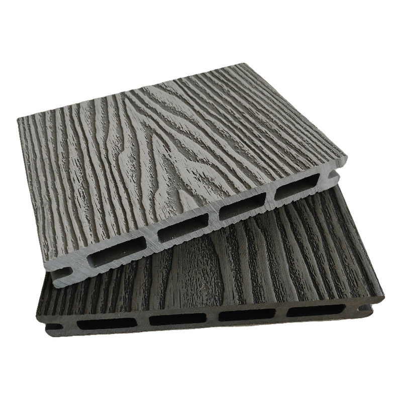 বহিরঙ্গন কাঠ প্লাস্টিক কম্পোজিট ডেকিং কাঠের মেঝে 3 ডি এমবসড WPC মেঝে কম্পোজিট ডেক