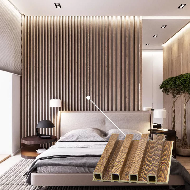 ইকো বন্ধুত্বপূর্ণ ফ্লুটেড ডাব্লুপিসি ওয়াল প্যানেল ইনডোর ব্যবহার ডাব্লুপিসি ওয়াল আচ্ছাদন অভ্যন্তরীণ প্রসাধন বিকল্প কাঠ