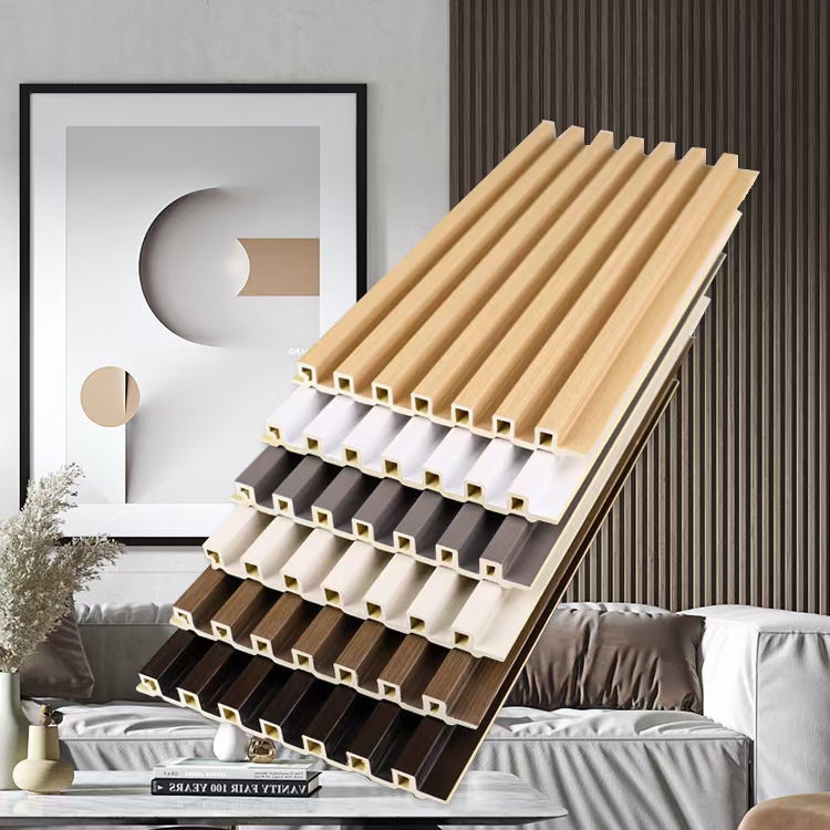 ডাব্লুপিসি ওয়াল প্যানেল অভ্যন্তরীণ সজ্জা অভ্যন্তরীণ বোর্ড কাঠ প্লাস্টিক কম্পোজিট ডাব্লুপিসি পিভিসি ওয়াল প্যানেল ডাব্লুপিসি ফ্লুটেড ওয়াল প্যানেল কালো গ্রুভ