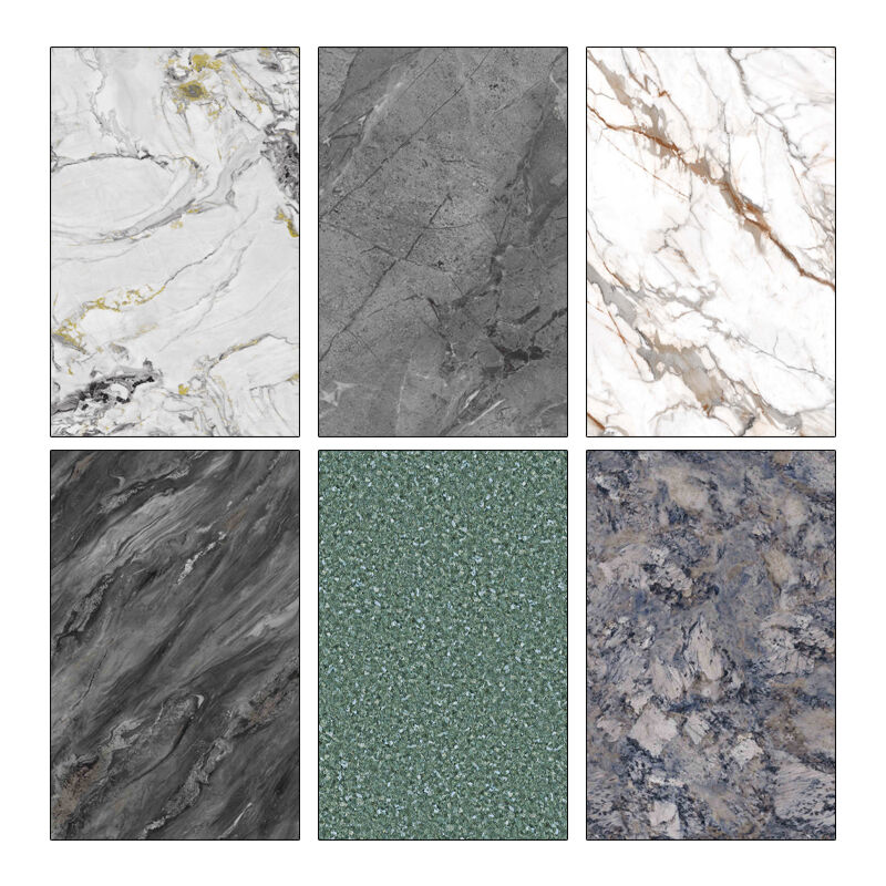 জলরোধী হালকা ওজনের 3 ডি ডিজাইন প্যানেল প্রাচীর প্যানেলের জন্য পিভিসি মার্বেল শীট মার্বেল ইউভি বোর্ড অভ্যন্তর প্রসাধন