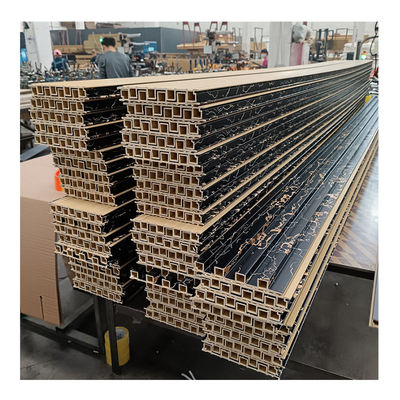 আলংকারিক ওয়ালবোর্ড সিলিং Louver Wpc ফ্লুটেড প্যানেল স্লট কাঠ পিভিসি Wpc ওয়াল প্যানেল LED সঙ্গে অভ্যন্তর